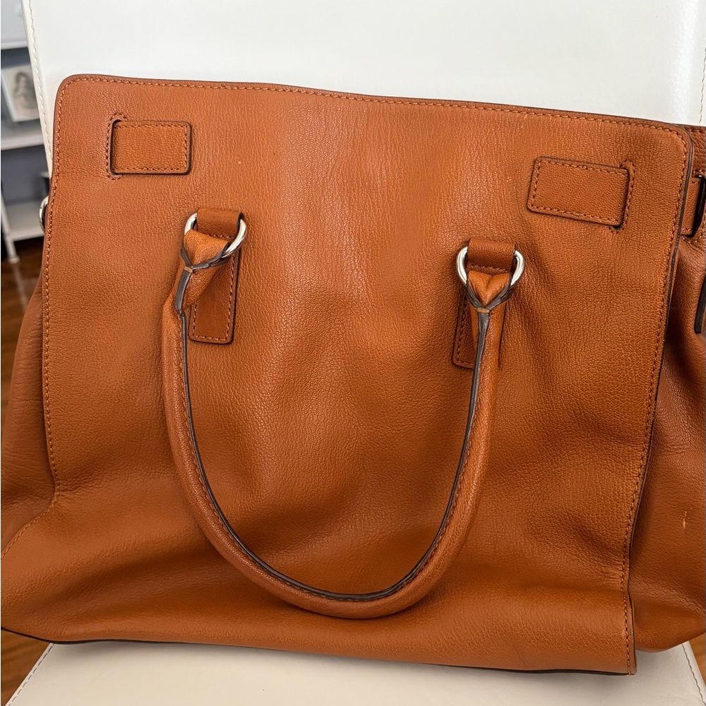 Michael Kors Stylish Tan Satchel with Silver Accents - Picture 6 of 8